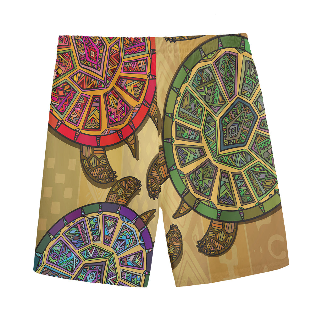 Ethnic Sea Turtles Print Men's Sports Shorts