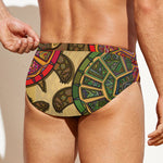 Ethnic Sea Turtles Print Men's Swim Briefs