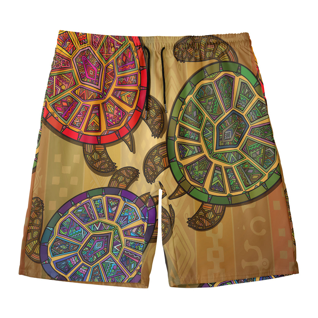 Ethnic Sea Turtles Print Men's Swim Trunks