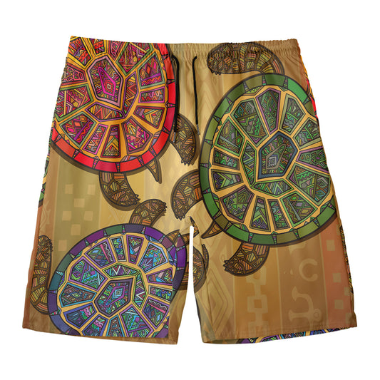 Ethnic Sea Turtles Print Men's Swim Trunks