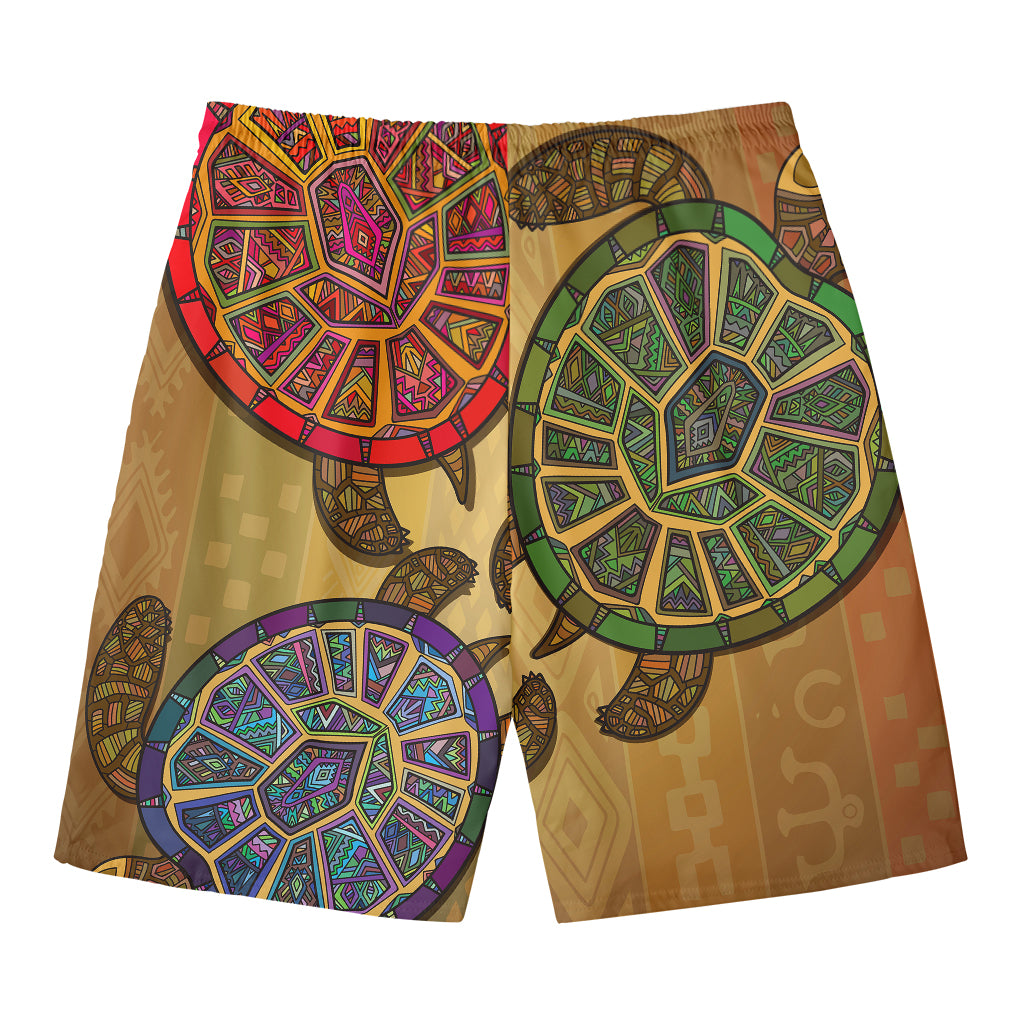 Ethnic Sea Turtles Print Men's Swim Trunks