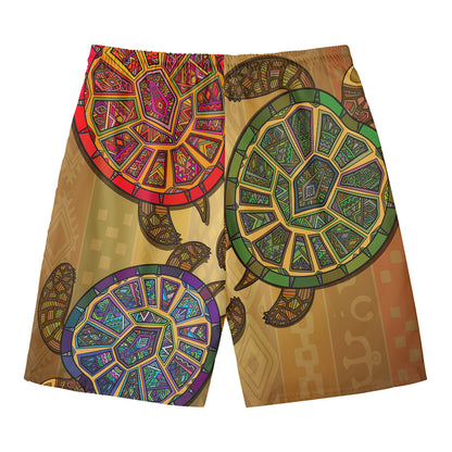Ethnic Sea Turtles Print Men's Swim Trunks