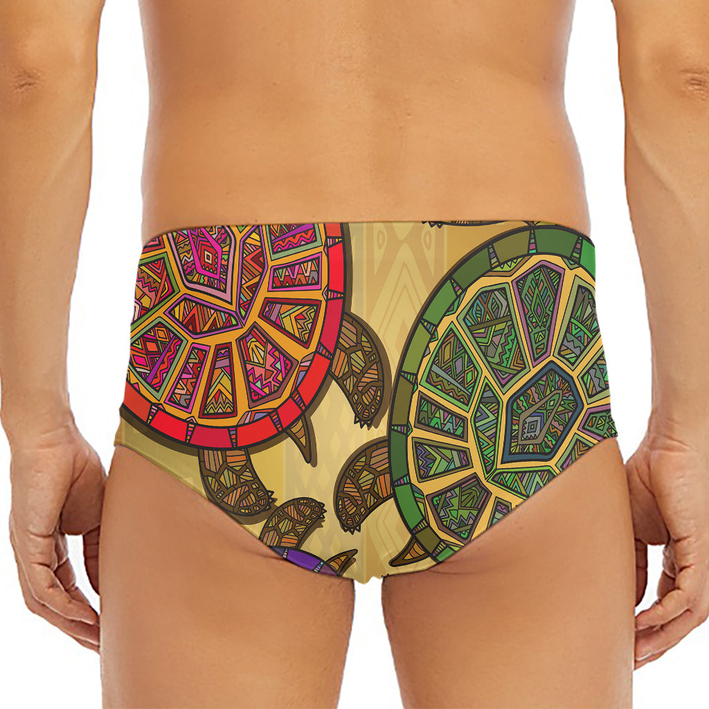 Ethnic Sea Turtles Print Men's Triangle Swim Briefs