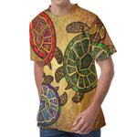 Ethnic Sea Turtles Print Men's Velvet T-Shirt