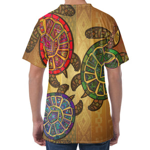 Ethnic Sea Turtles Print Men's Velvet T-Shirt