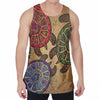 Ethnic Sea Turtles Print Men's Velvet Tank Top