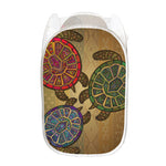 Ethnic Sea Turtles Print Mesh Laundry Hamper