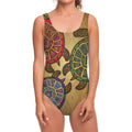 Ethnic Sea Turtles Print One Piece Swimsuit