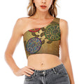 Ethnic Sea Turtles Print One Shoulder Crop Top