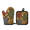 Ethnic Sea Turtles Print Oven Mitt And Pot Holder Set