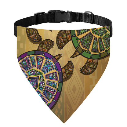 Ethnic Sea Turtles Print Over The Collar Dog Bandana
