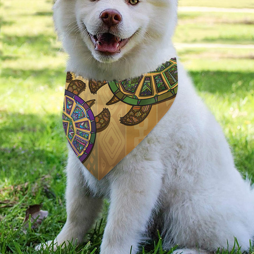Ethnic Sea Turtles Print Over The Collar Dog Bandana