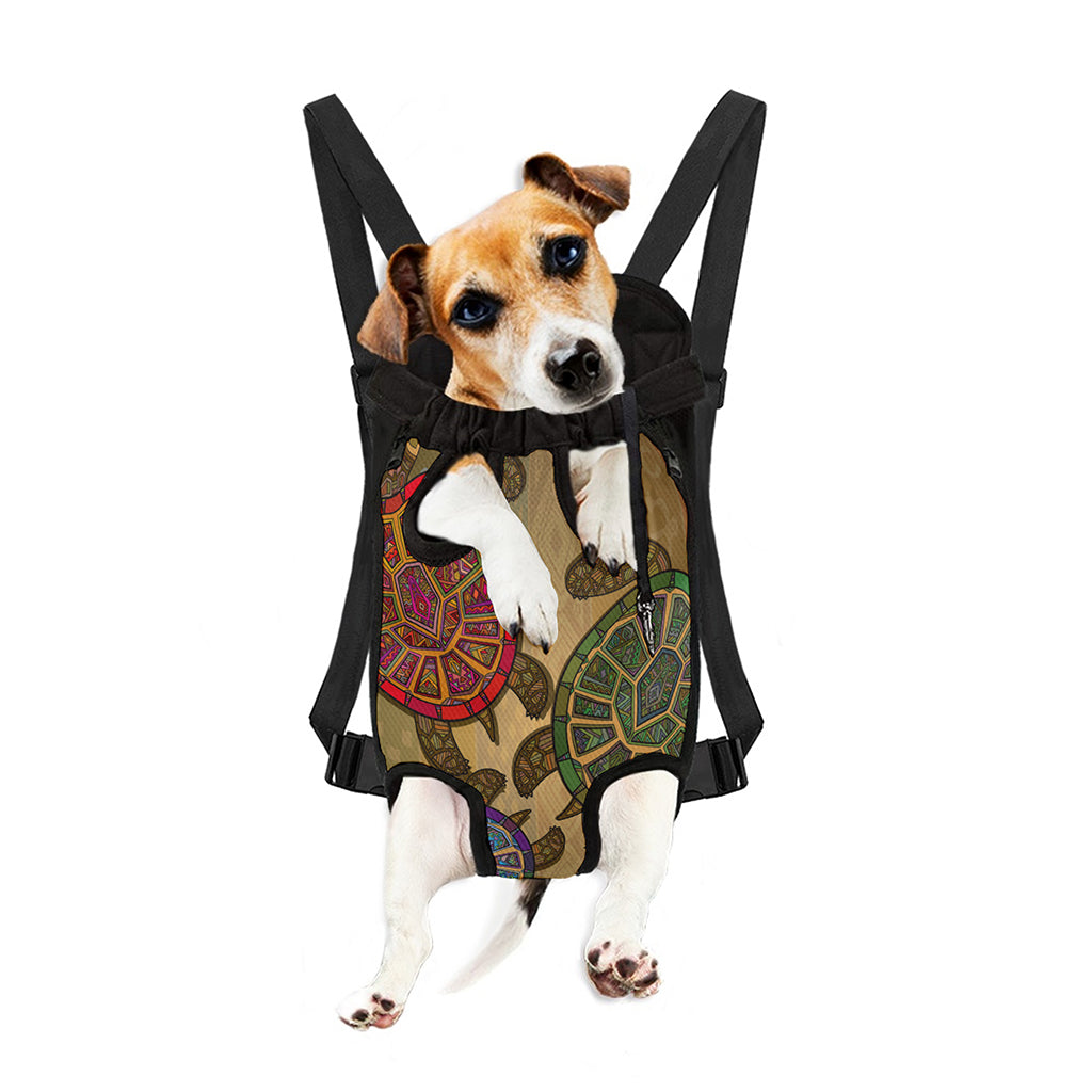 Ethnic Sea Turtles Print Pet Carrier Backpack