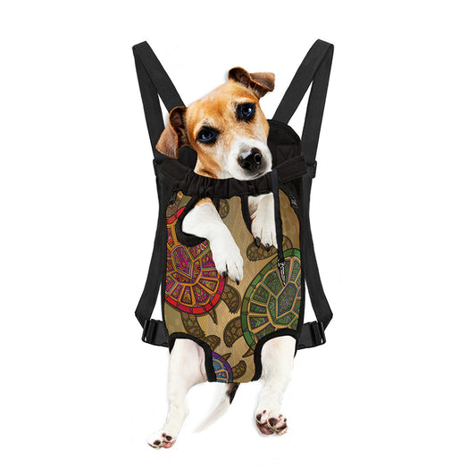 Ethnic Sea Turtles Print Pet Carrier Backpack