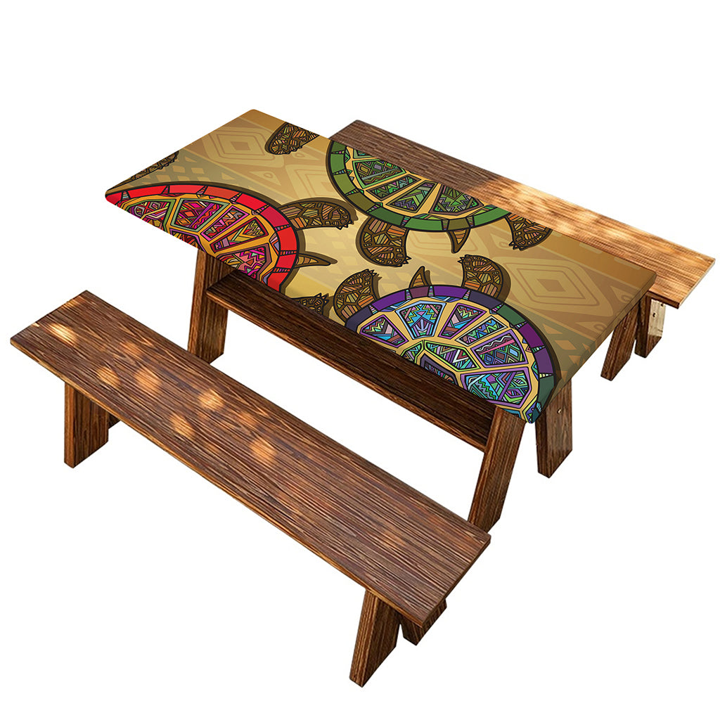 Ethnic Sea Turtles Print Picnic Table Cover