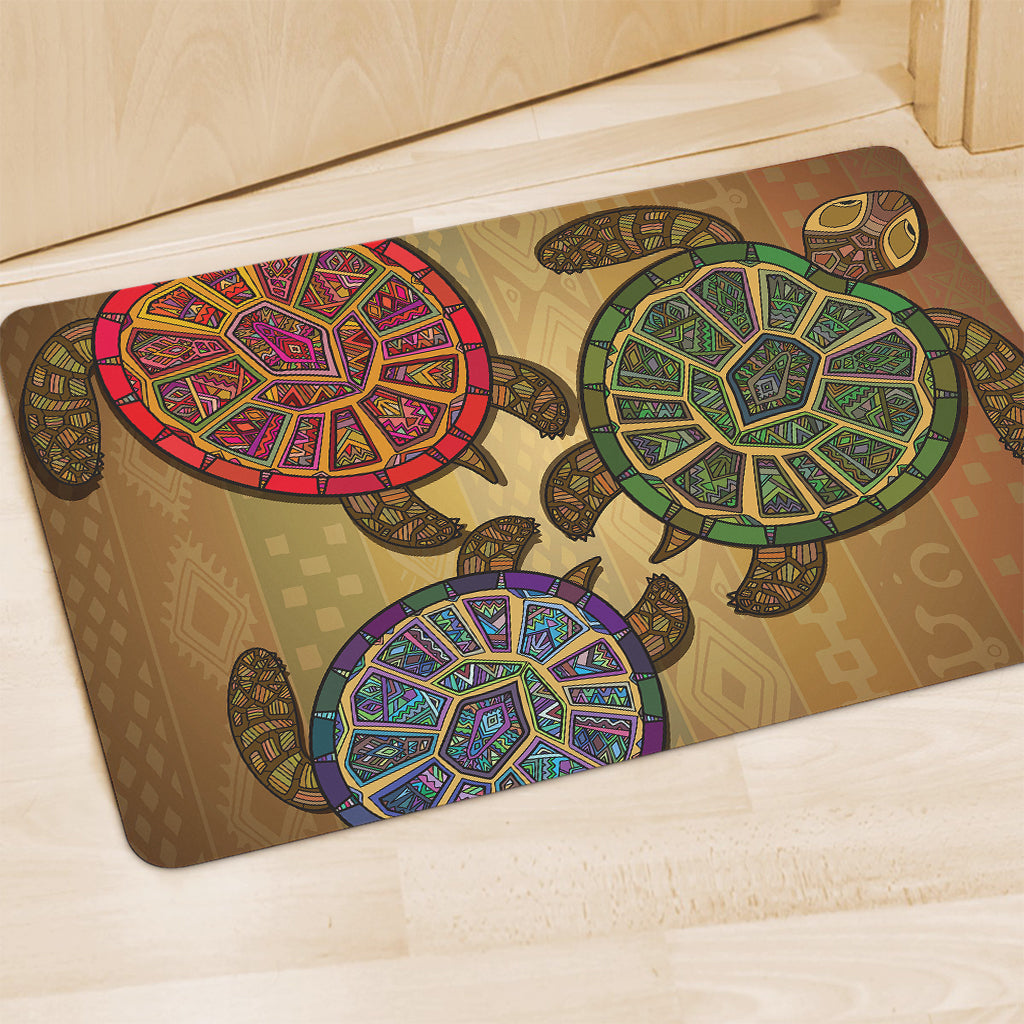 Ethnic Sea Turtles Print Polyester Doormat