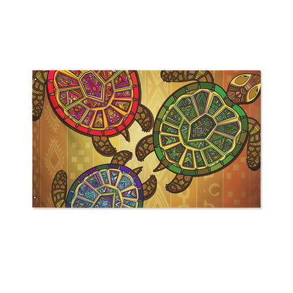 Ethnic Sea Turtles Print Polyester Flag