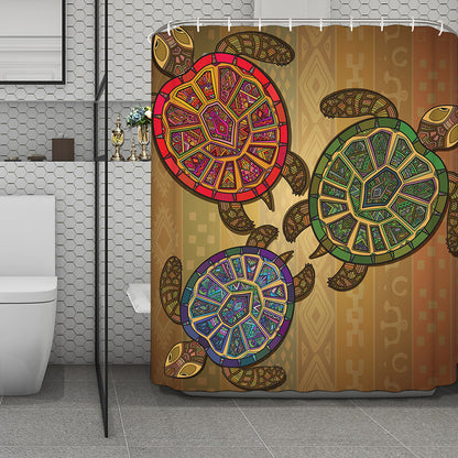 Ethnic Sea Turtles Print Polyester Shower Curtain