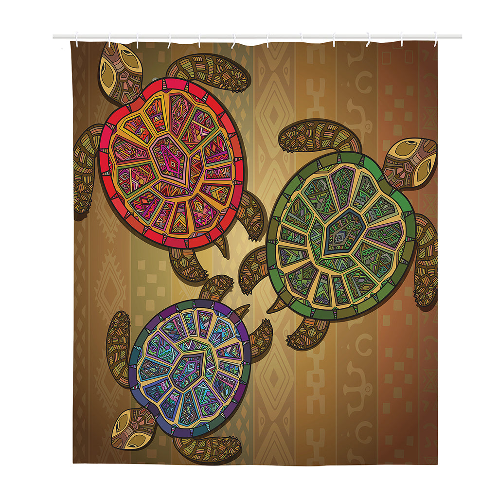 Ethnic Sea Turtles Print Polyester Shower Curtain