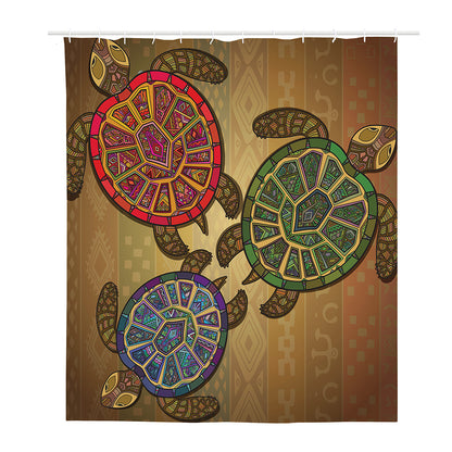 Ethnic Sea Turtles Print Polyester Shower Curtain
