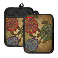 Ethnic Sea Turtles Print Pot Holders With Pocket