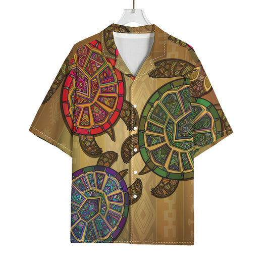 Ethnic Sea Turtles Print Rayon Hawaiian Shirt