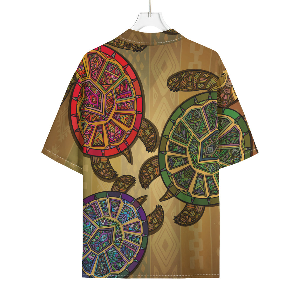 Ethnic Sea Turtles Print Rayon Hawaiian Shirt