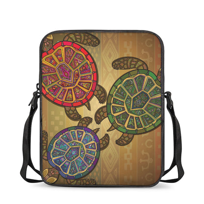 Ethnic Sea Turtles Print Rectangular Crossbody Bag