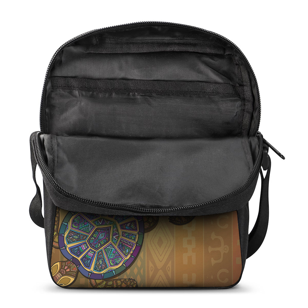 Ethnic Sea Turtles Print Rectangular Crossbody Bag