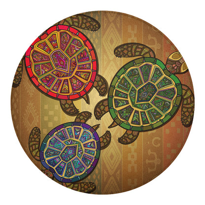 Ethnic Sea Turtles Print Round Blanket