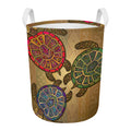 Ethnic Sea Turtles Print Round Laundry Basket