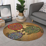 Ethnic Sea Turtles Print Round Rug