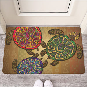 Ethnic Sea Turtles Print Rubber Doormat