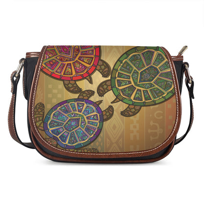 Ethnic Sea Turtles Print Saddle Bag