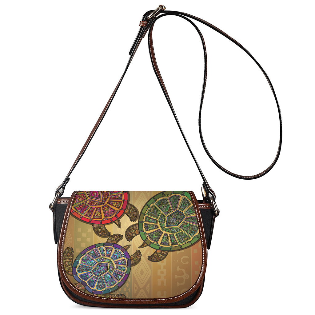 Ethnic Sea Turtles Print Saddle Bag