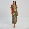 Ethnic Sea Turtles Print Short Sleeve Maxi Dress