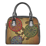 Ethnic Sea Turtles Print Shoulder Handbag