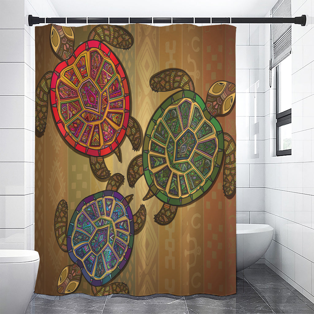 Ethnic Sea Turtles Print Shower Curtain