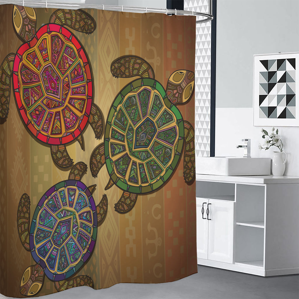 Ethnic Sea Turtles Print Shower Curtain