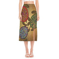 Ethnic Sea Turtles Print Side Slit Midi Skirt