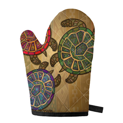 Ethnic Sea Turtles Print Single Oven Mitt