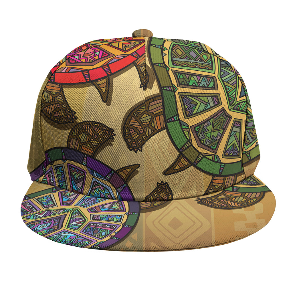 Ethnic Sea Turtles Print Snapback Cap