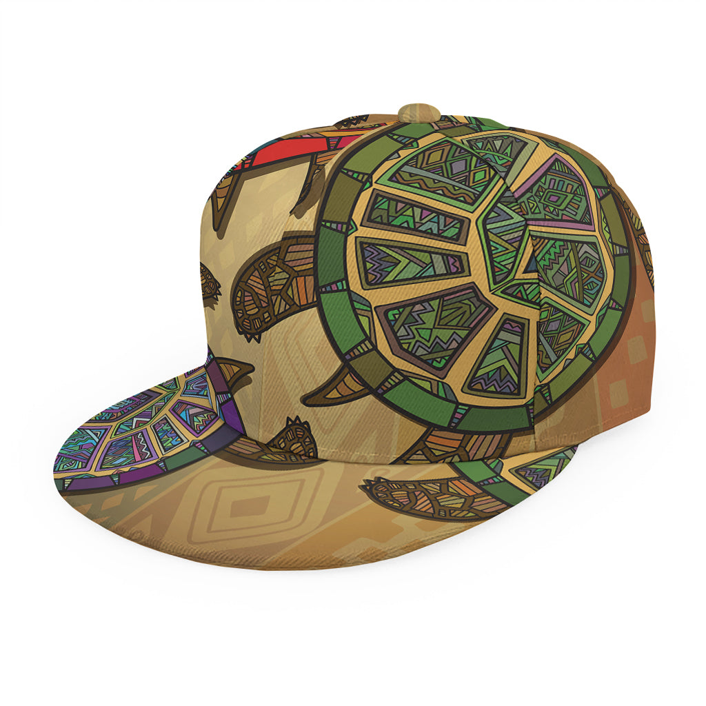 Ethnic Sea Turtles Print Snapback Cap