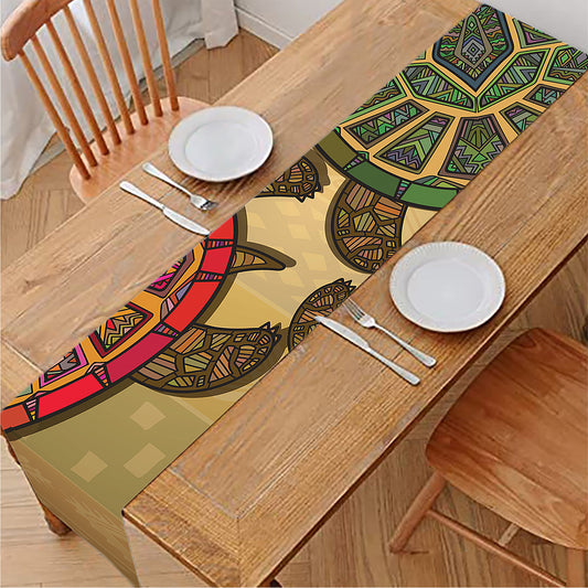 Ethnic Sea Turtles Print Table Runner