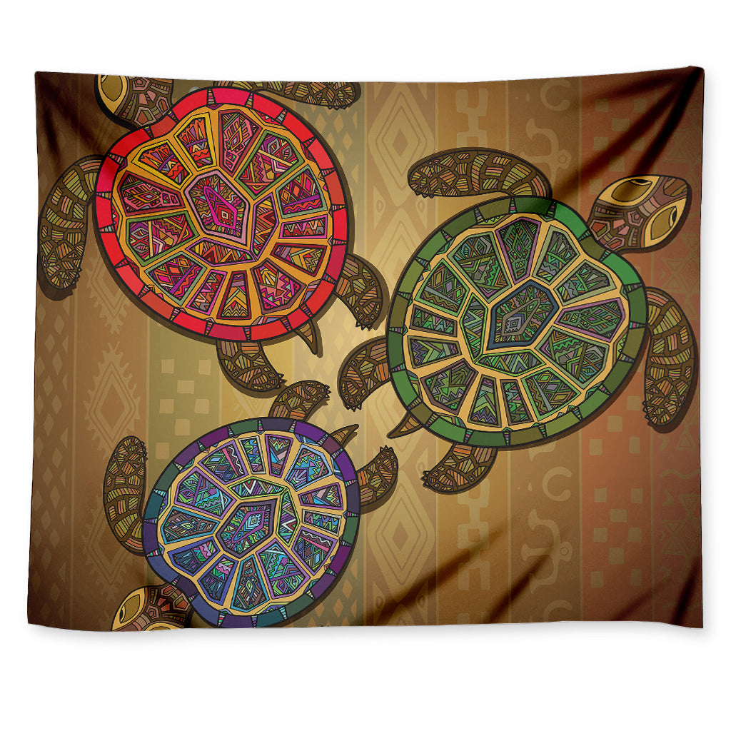 Ethnic Sea Turtles Print Tapestry