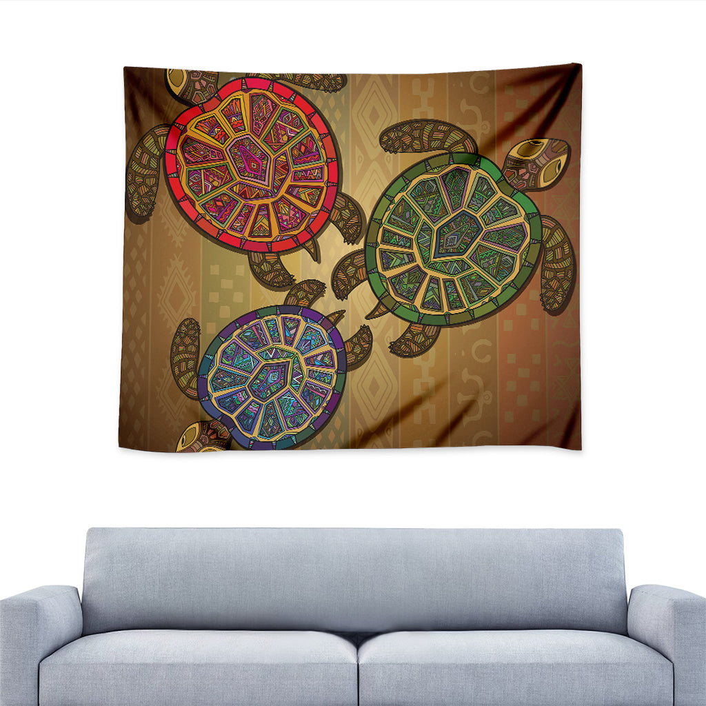 Ethnic Sea Turtles Print Tapestry
