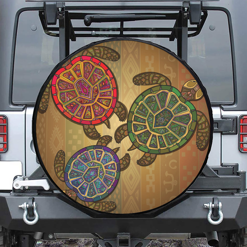 Ethnic Sea Turtles Print Tire Cover