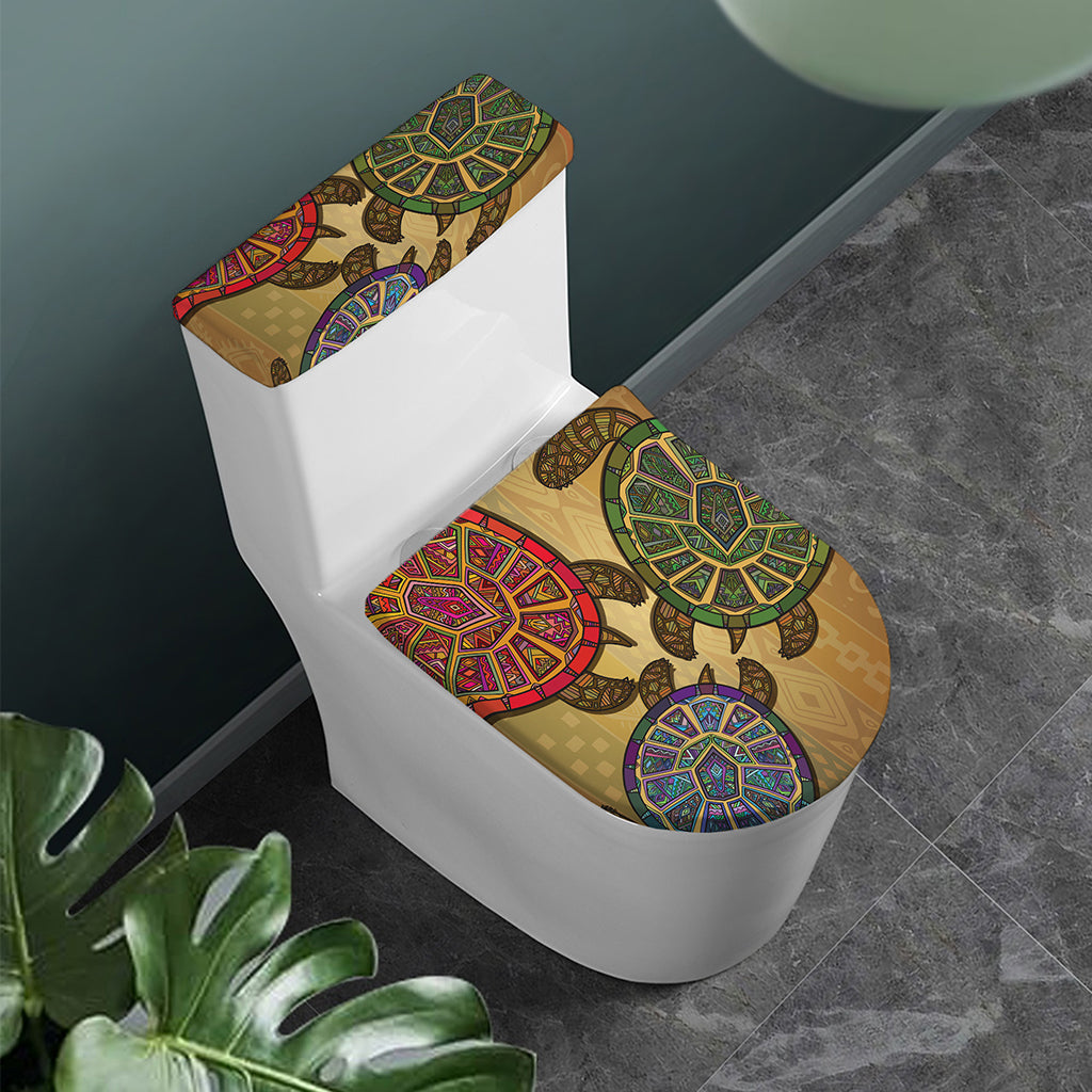Ethnic Sea Turtles Print Toilet Lid And Tank Cover Set