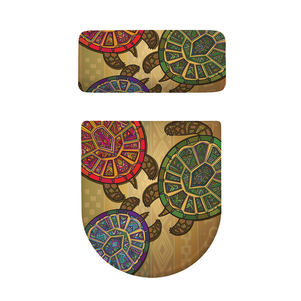Ethnic Sea Turtles Print Toilet Lid And Tank Cover Set