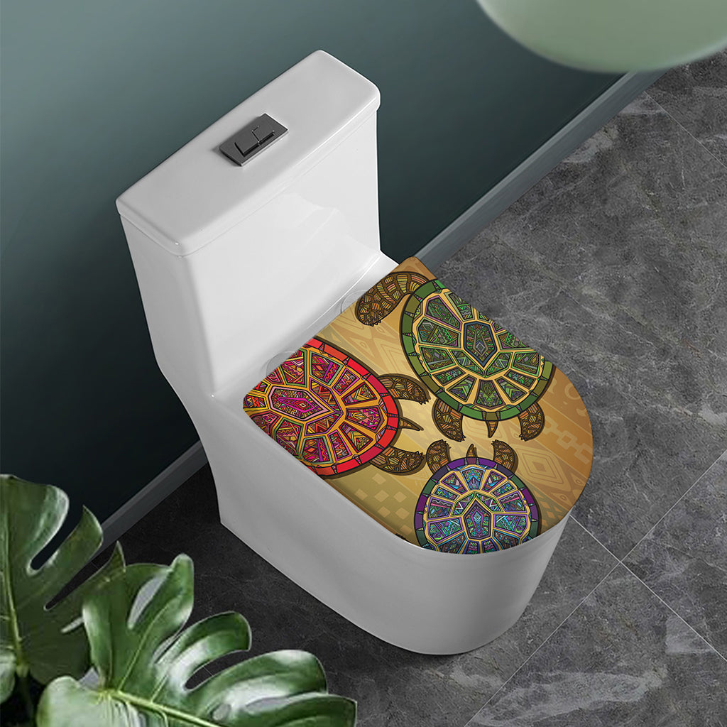 Ethnic Sea Turtles Print Toilet Lid Cover